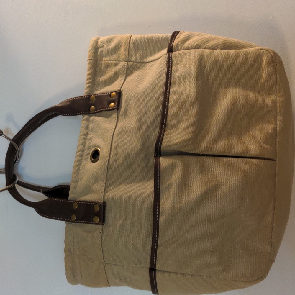 Levenger Tan Tote with Brown Handles